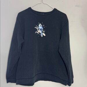 Northern Traditions Medium Blue With Blue Jay Bird Pattern Granny Sweater